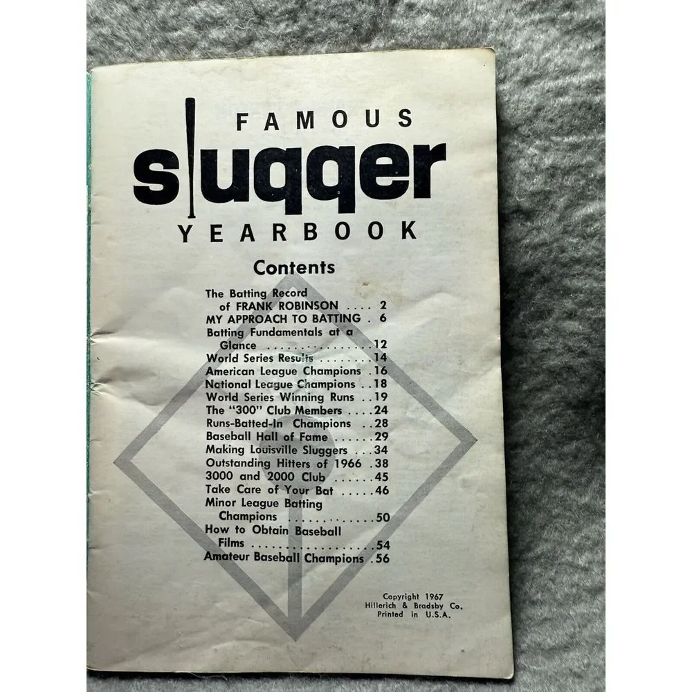 VINTAGE BOOKLET 1967 FAMOUS SLUGGER YEARBOOK FRANK‎ ROBINSON, MATED ALOU